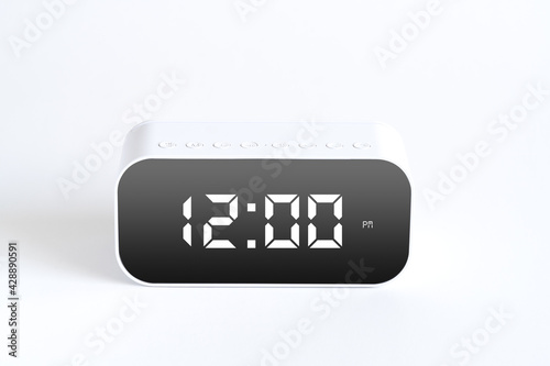 Modern digital clock isolated on white background