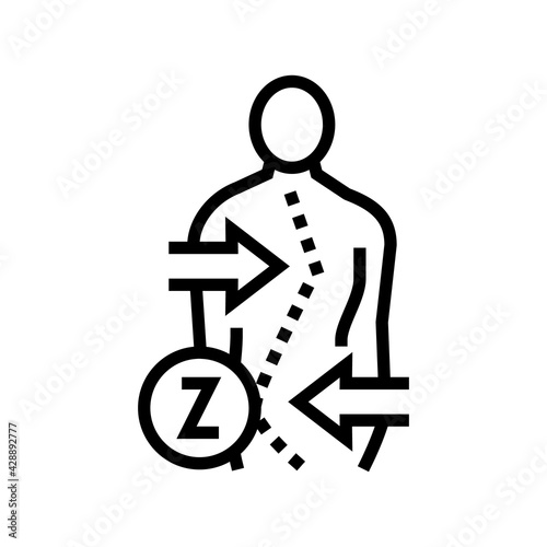 z-shaped scoliosis line icon vector. z-shaped scoliosis sign. isolated contour symbol black illustration