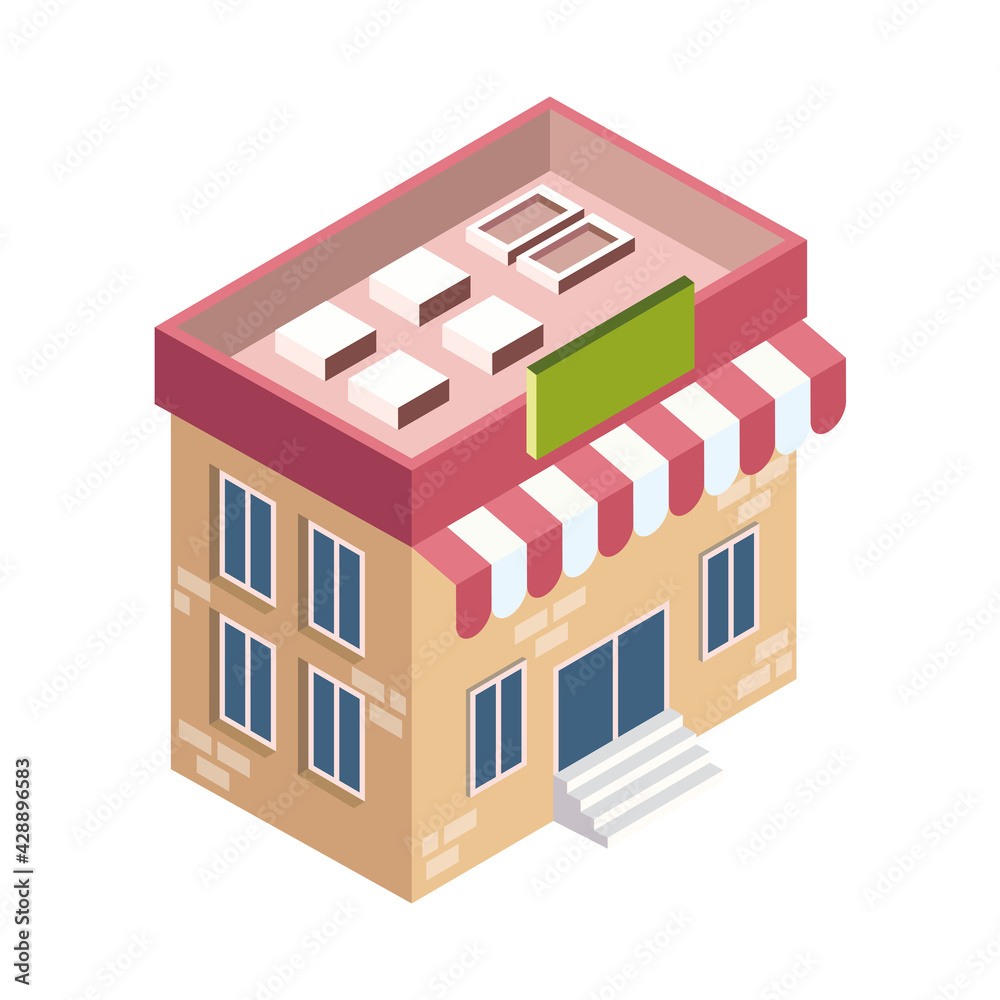 isometric store building isometric store building