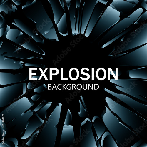 Shards of broken glass. Abstract explosion. Vector background