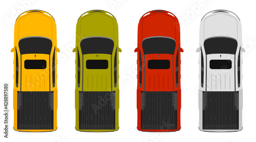 Trucks top up view, 4 colors