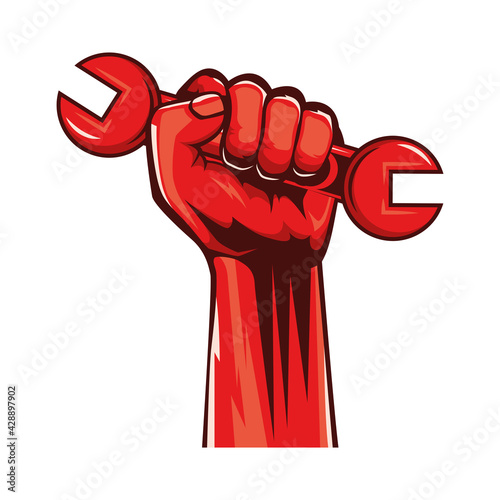 hand with wrench