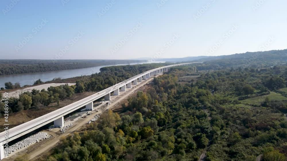 High-speed railway construction of a viaduct near Beska station High-speed railway construction of a viaduct near Beska station