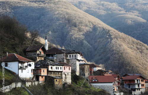 Janche Village at Mavrovo National Park in Macedonia. Village of Janche (Jance) is located about 36 kilometers southwest of Mavrovo. photo