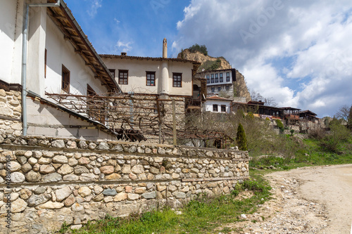 Typical street and old houses inl town of Melnik  Bulgaria