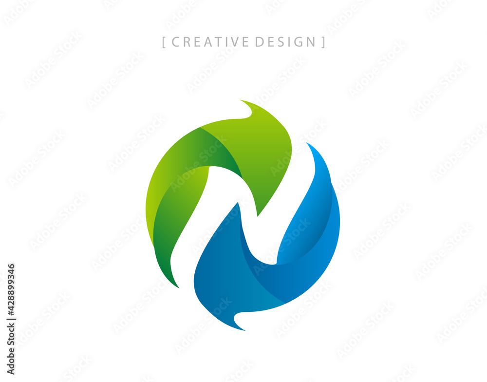 Vector abstract letter N logo icon design. Rounded N 3d logo template. Vector abstract letter N logo icon design. Rounded N 3d logo template.