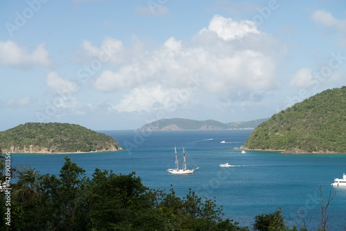 Sailboats in the Caribbean waters of St. Thomas.