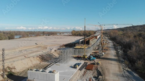 High-speed railway construction of a viaduct near Beska station photo