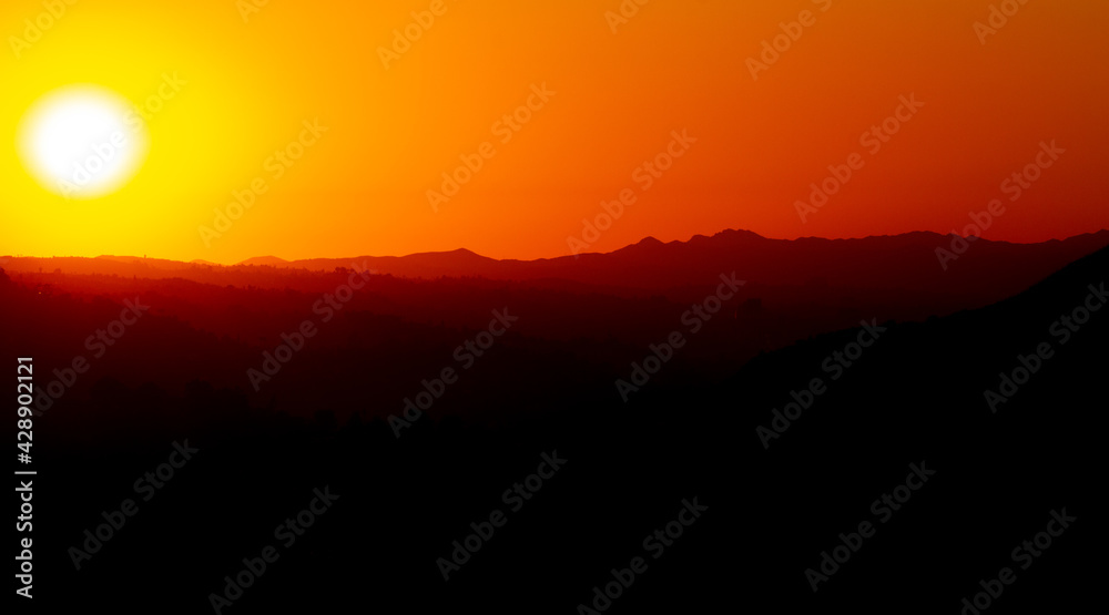 Abstract sunset over the mountains of Los Angeles. 