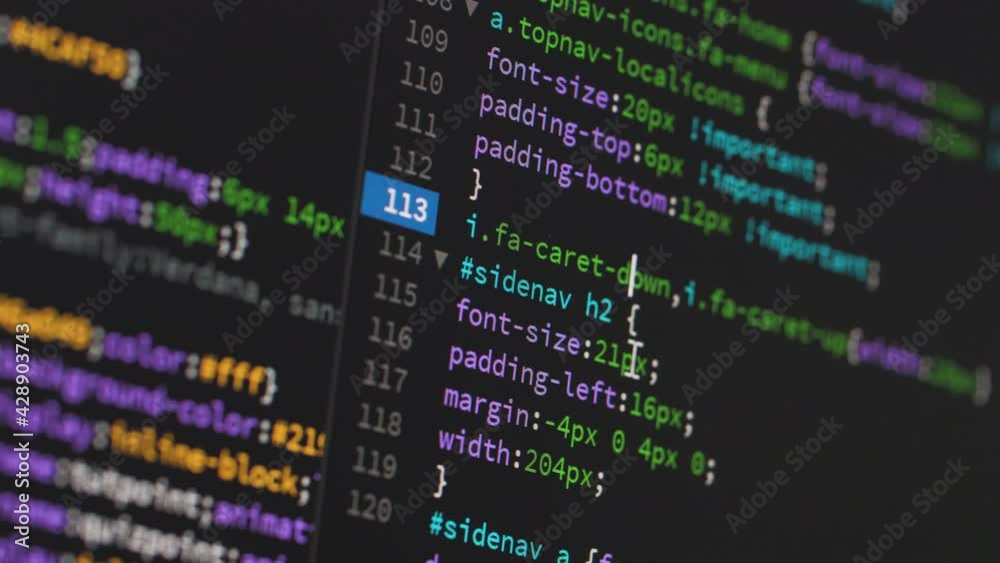Close-up shot Programming web editor code for web design and development, select focus shallow depth of field