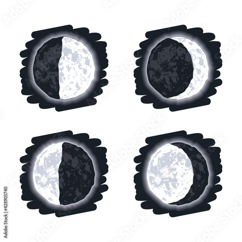 moon phases four icons