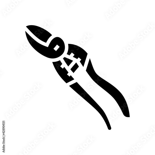 secateurs gardening tool glyph icon vector. secateurs gardening tool sign. isolated contour symbol black illustration