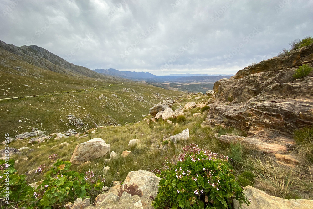 Scenic view of landscape at Swartberg Pass (black mountain), South Africa