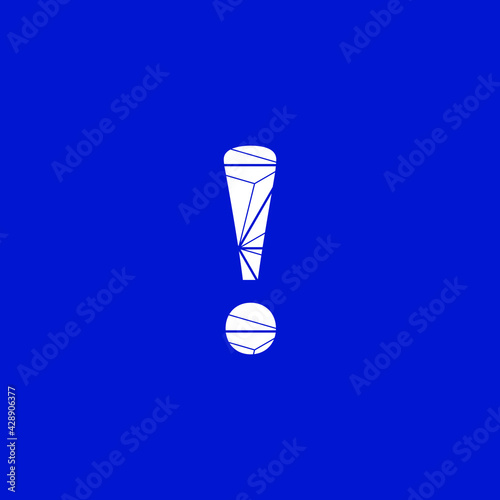 blue exclamation mark icon with lines inside it