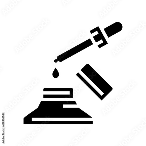 medicine homeopathy liquid dropping from pipette glyph icon vector. medicine homeopathy liquid dropping from pipette sign. isolated contour symbol black illustration