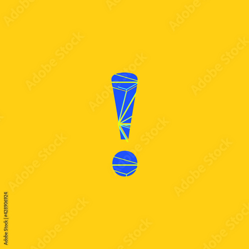 exclamation mark illustration with glitter effect and shiny lines, editable digital vector.