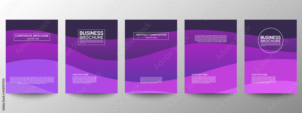 Cover geometric minimal. Set. Vector abstract line pattern for poster design. Set of templates for business brochures. Cool gradients. Graphic pattern for annual album backdrop.