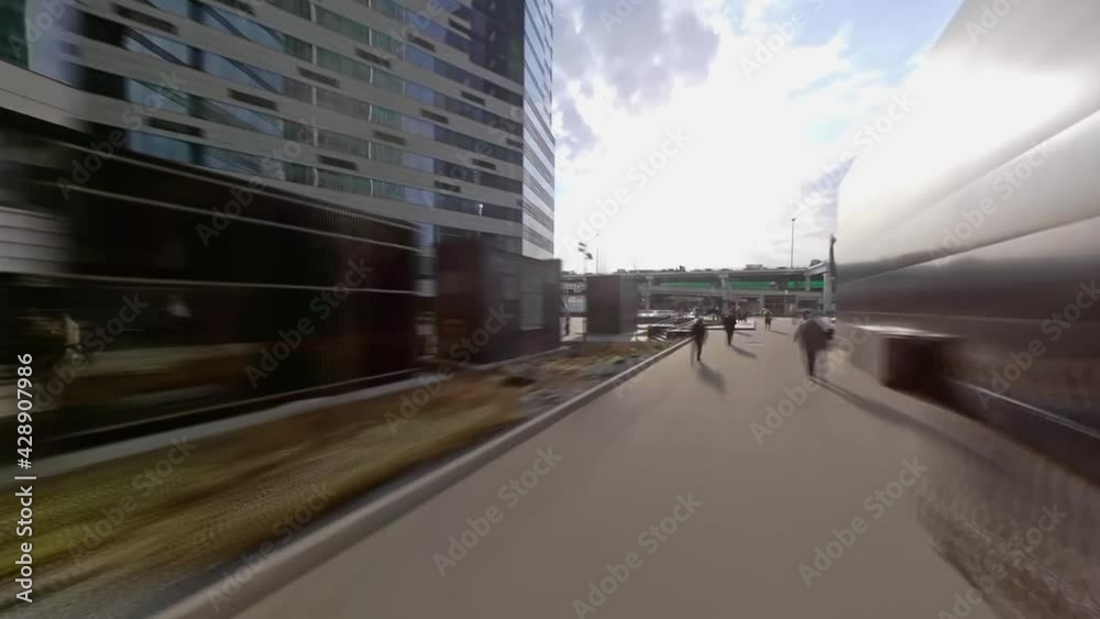 Walk through the business district of the city with shooting from different angles, time lapse Walk through the business district of the city with shooting from different angles, time lapse