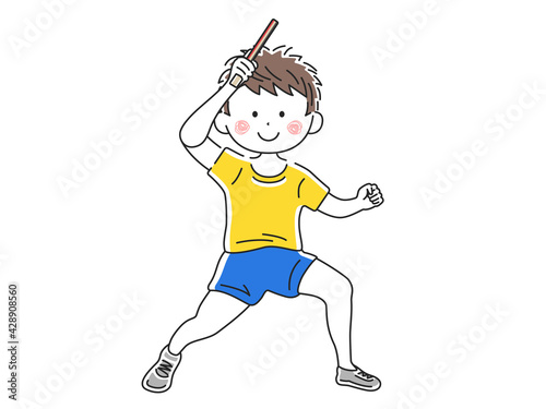 卓球をする男性のイラスト