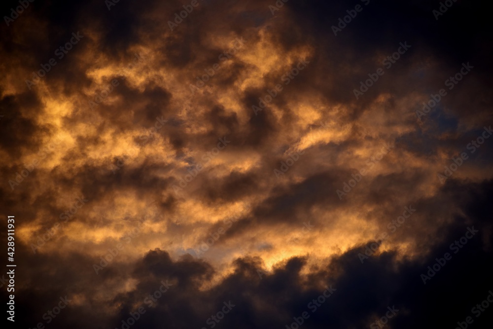 Background of the dramatic cloudy sky in the dusk