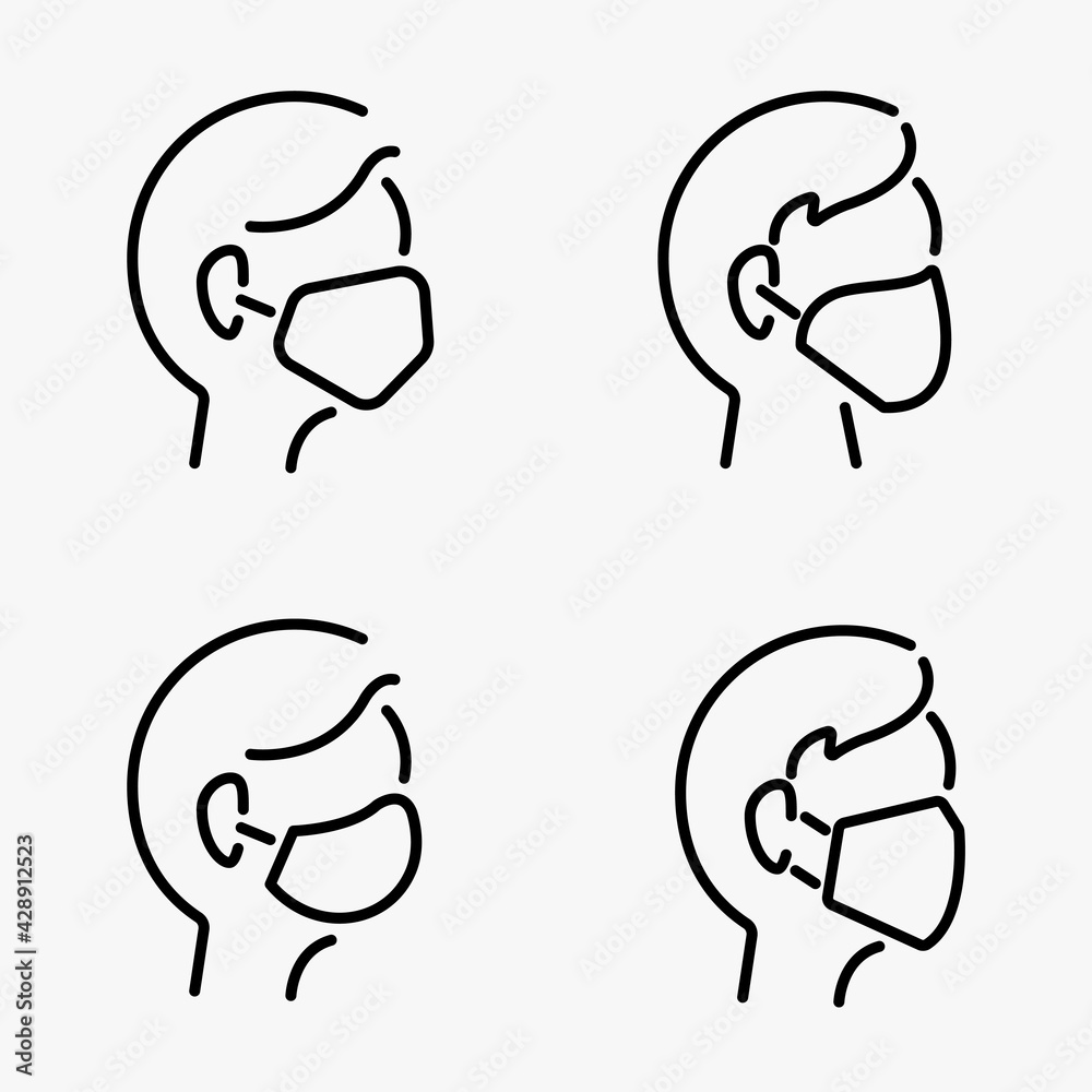 Man face with mask icon vector in trendy flat style isolated on white background