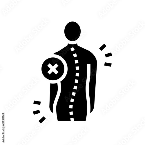 idiopathic scoliosis glyph icon vector. idiopathic scoliosis sign. isolated contour symbol black illustration