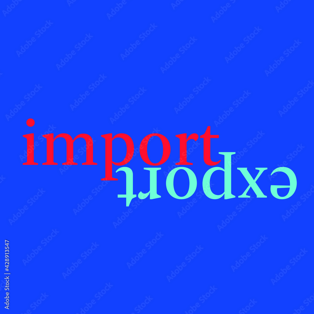text opposite words: import / export lowercase and editable vector