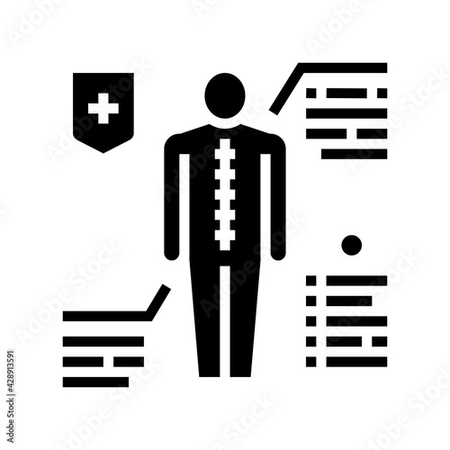 prevention scoliosis glyph icon vector. prevention scoliosis sign. isolated contour symbol black illustration