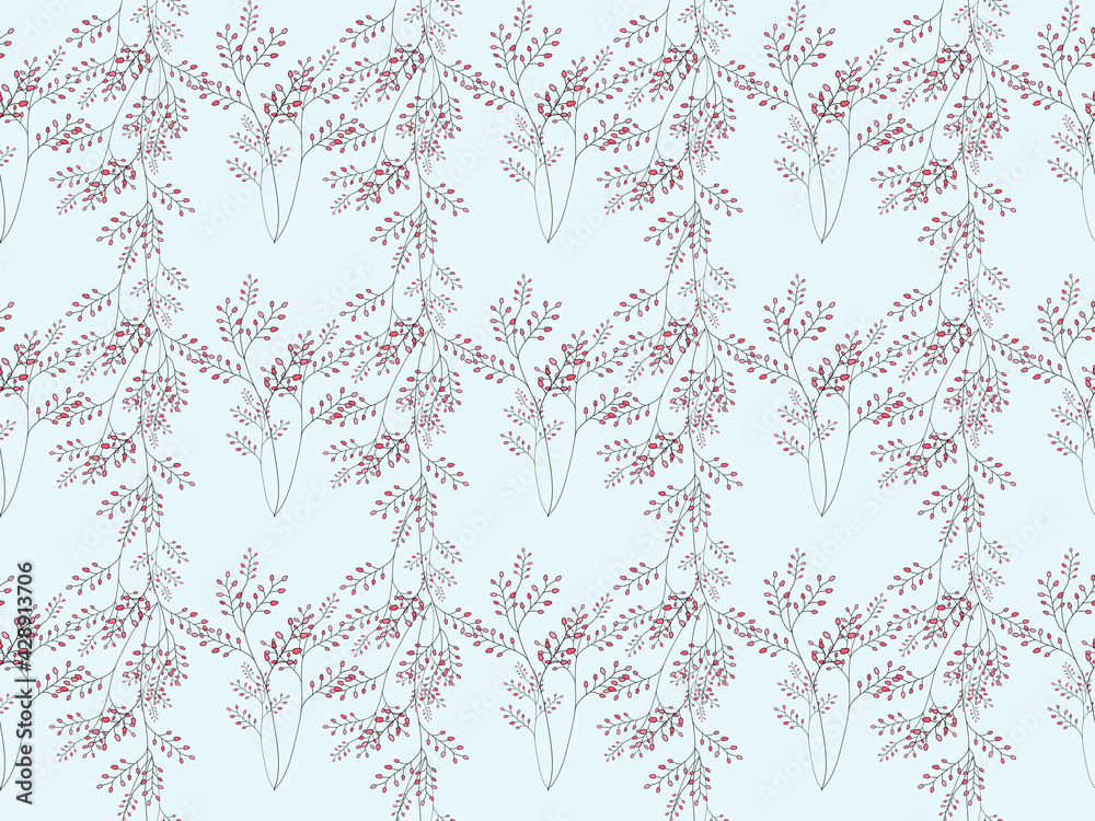 Seamless floral pattern (set) includes cute flowers and leaves for background, print fabric, wrapping paper, digital printed t-shirt design, card cover, spring wallpaper, decoupage, DIY and more.