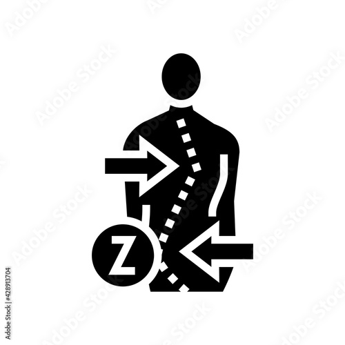 z-shaped scoliosis glyph icon vector. z-shaped scoliosis sign. isolated contour symbol black illustration