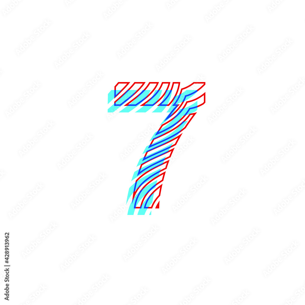 Obraz premium number 7 textured curved lines effect with imprint appearance