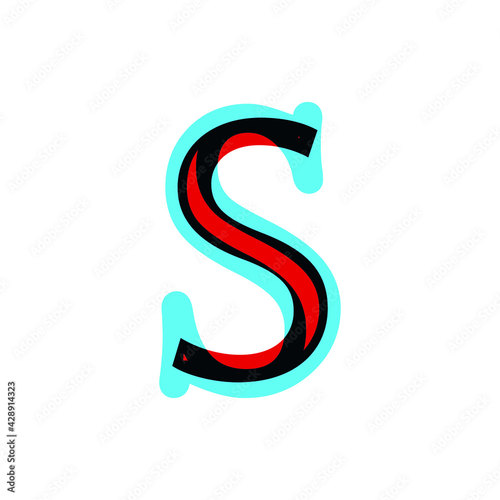 capital letter S vector 3d stereoscopic stereo. sharp symbol in music capital letter S vector 3d stereoscopic stereo. sharp symbol in music