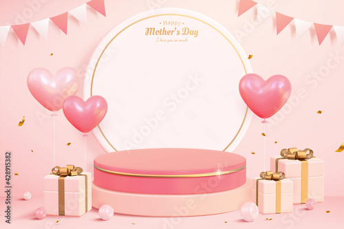 3d pink product display podium