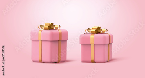 3d pink gift boxes
