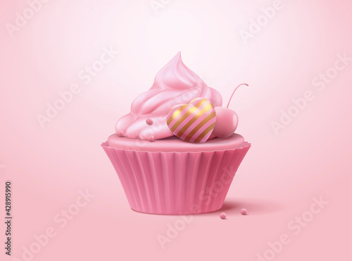 3d pink cup cake