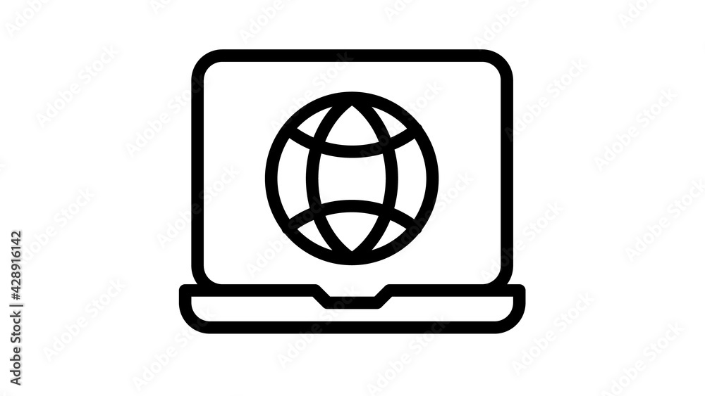 browsing laptop internet web single isolated icon with outline style browsing laptop internet web single isolated icon with outline style