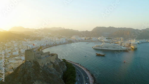 Aerial view of Mottrah Fort in Muscat, Oman photo