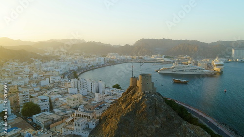 Aerial view of Mottrah Fort in Muscat  Oman