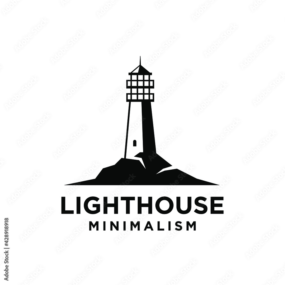 vintage premium minimalism lighthouse vector logo design