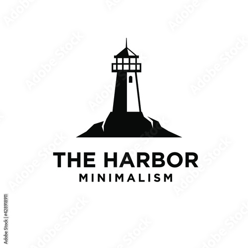vintage premium minimalism lighthouse vector logo design