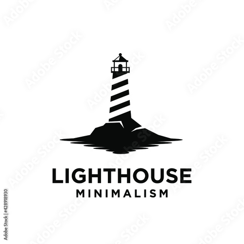 vintage premium minimalism lighthouse vector logo design