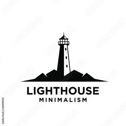vintage premium minimalism lighthouse vector logo design