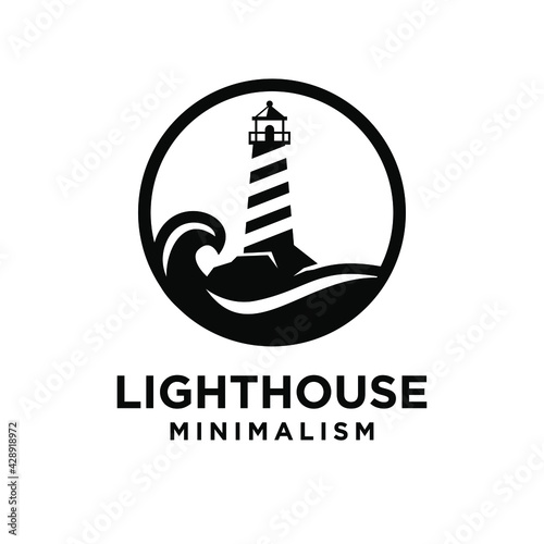 vintage premium minimalism lighthouse vector logo design
