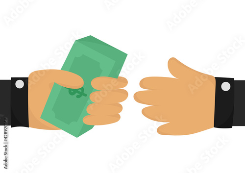 illustration of two people who are working together on a business or conducting financial transactions