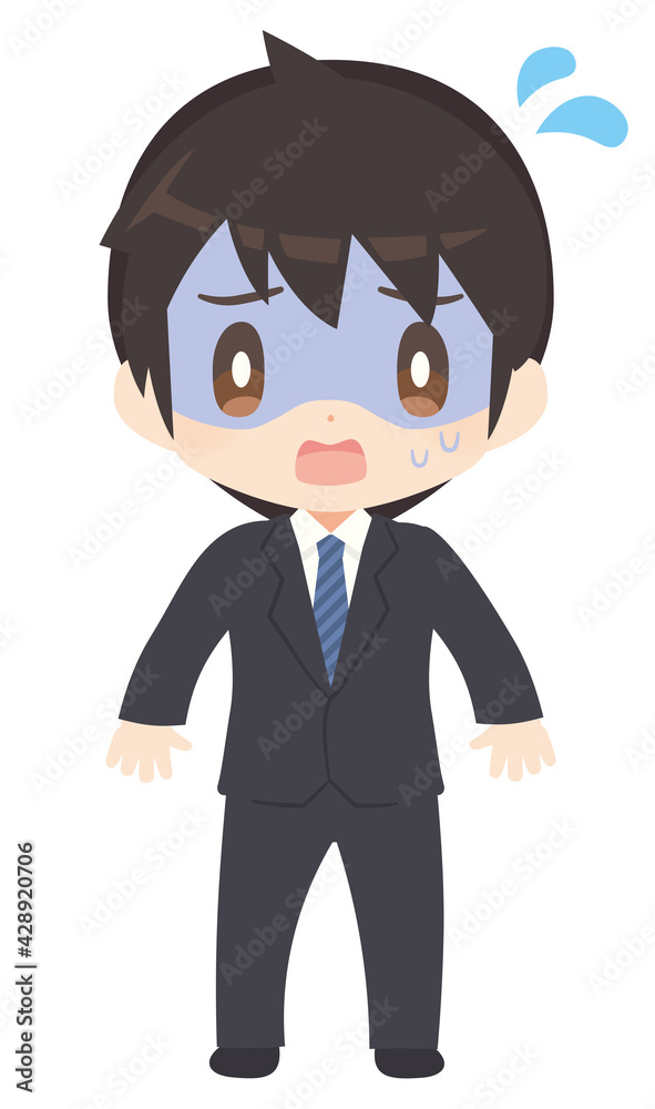 汗をかいて慌てるビジネススーツ姿の男性 汗をかいて慌てるビジネススーツ姿の男性