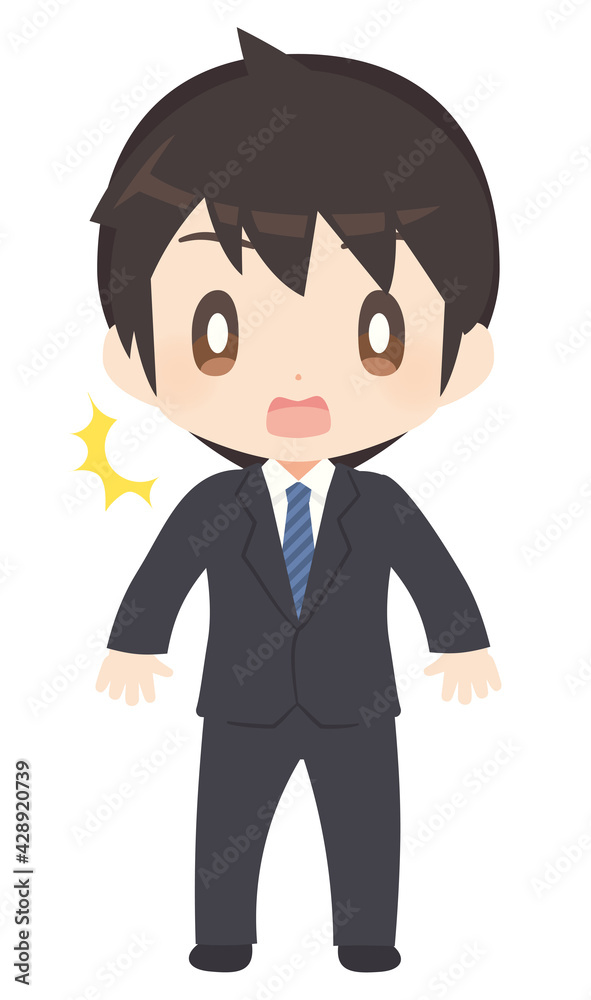 びっくりするビジネススーツ姿の男性 びっくりするビジネススーツ姿の男性