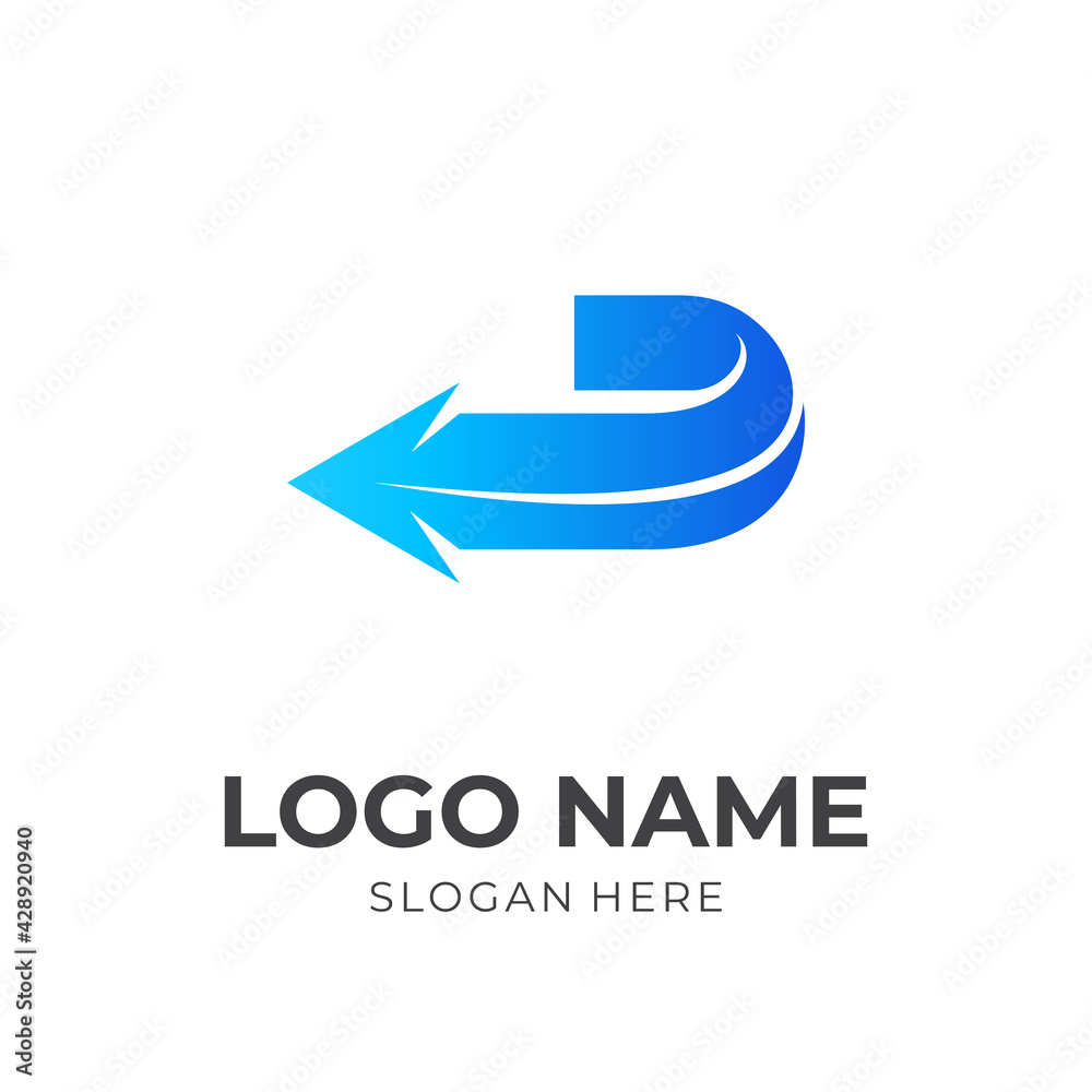 arrow logo design with flat blue color style arrow logo design with flat blue color style