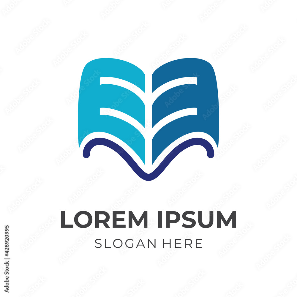 modern book logo design template concept vector with flat blue color style modern book logo design template concept vector with flat blue color style