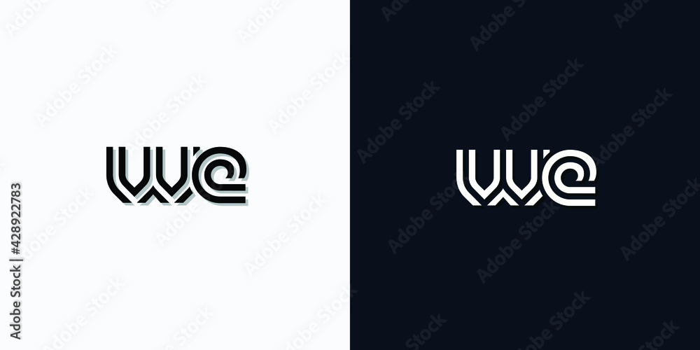 Modern Abstract Initial letter WE logo. This icon incorporates two abstract typefaces in a creative way. It will be suitable for which company or brand name starts those initial.