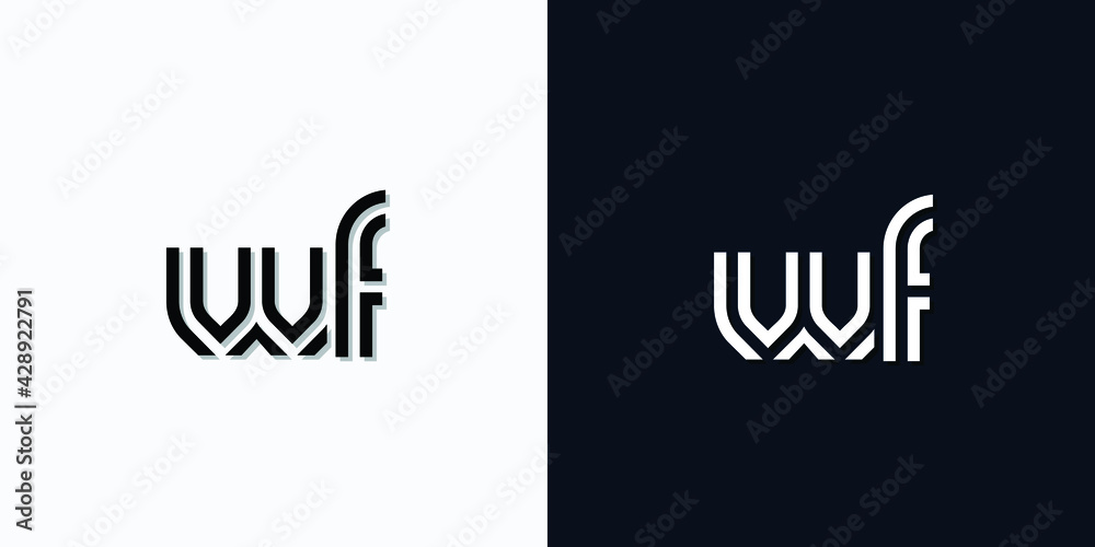 Modern Abstract Initial letter WF logo. This icon incorporates two abstract typefaces in a creative way. It will be suitable for which company or brand name starts those initial.